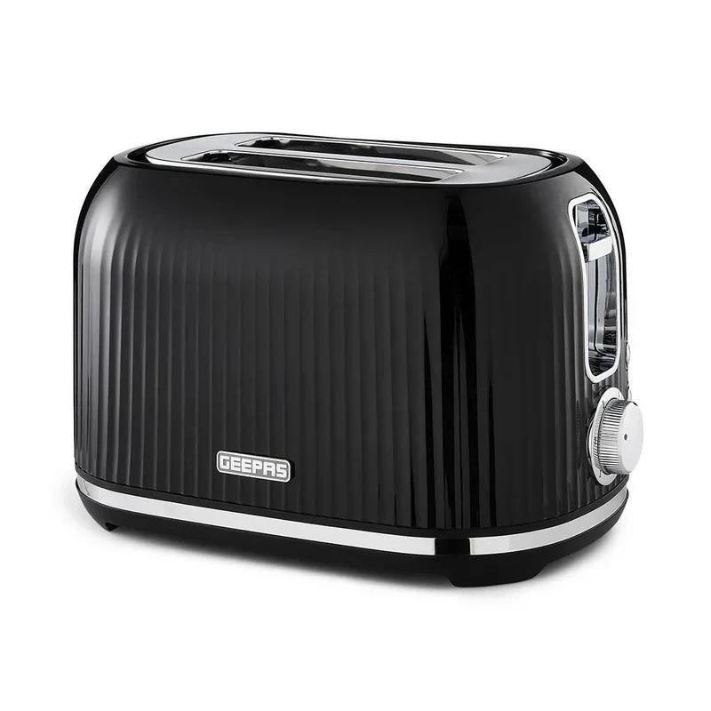 Geepas Fluted Bread Toaster GBT36558UK-BK, 2 slice, 6 browning settings, comes with a removable crumb tray, and has defrost and reheat functions, making it great for all kinds of bread.
