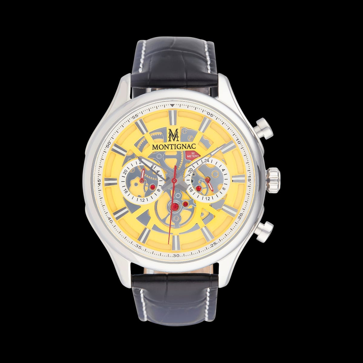 Montignac Round Dial Quartz Chronograph Watch – Luxury Stainless Steel Analog Timepiece for Men