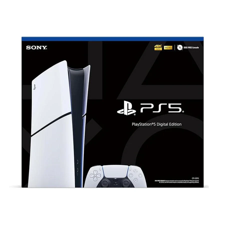PlayStation 5 Digital Edition Slim (2023 Model Group) – 825GB/1TB SSD, 4K gaming, DualSense wireless controller.