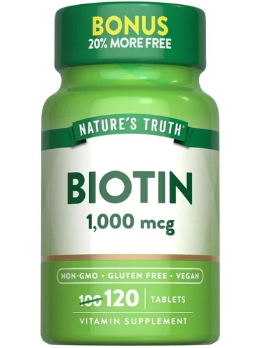 Nature’s Truth Biotin 1 000 mcg Vitamin B7 Tablets for Hair Skin & Nail Support