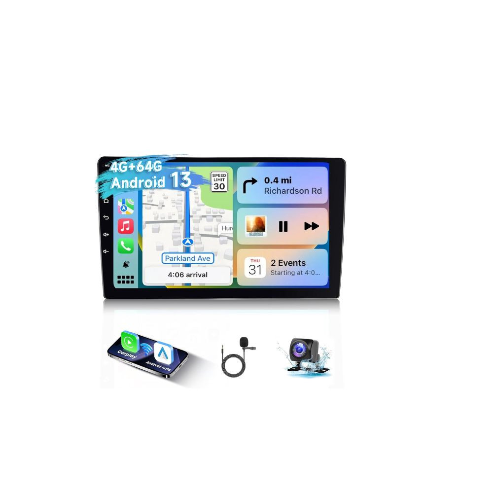 10 Inch JBL Android Car Stereo 4GB RAM 64GB Memory With 360D Panoramic Camera Included Compatible Apple Carplay Android Auto Wireless WiFi Bluetooth Radio QLED Touchscreen