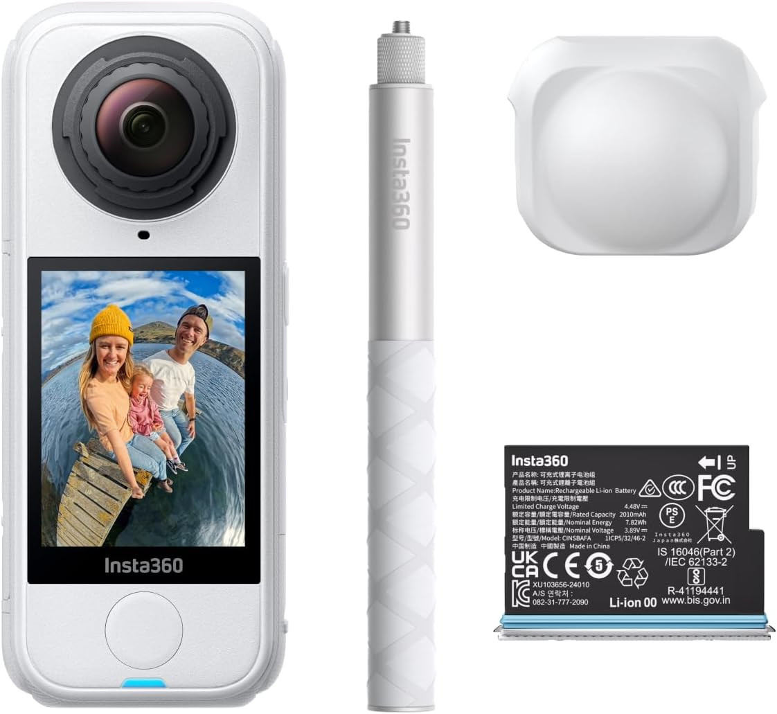 Insta360 X4 Air Arctice White Starter Bundle - Lightweight 165g 8K 360 Camera, Invisible Selfie Stick