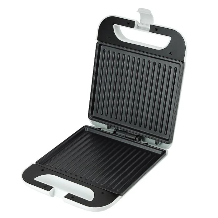 Geepas Grill Maker GGT36548, 1400 watts, 4 slice capacity, non-stick cooking plates with overheating protection, ideal for grilling veggies, chicken, meat and other foods, white color.