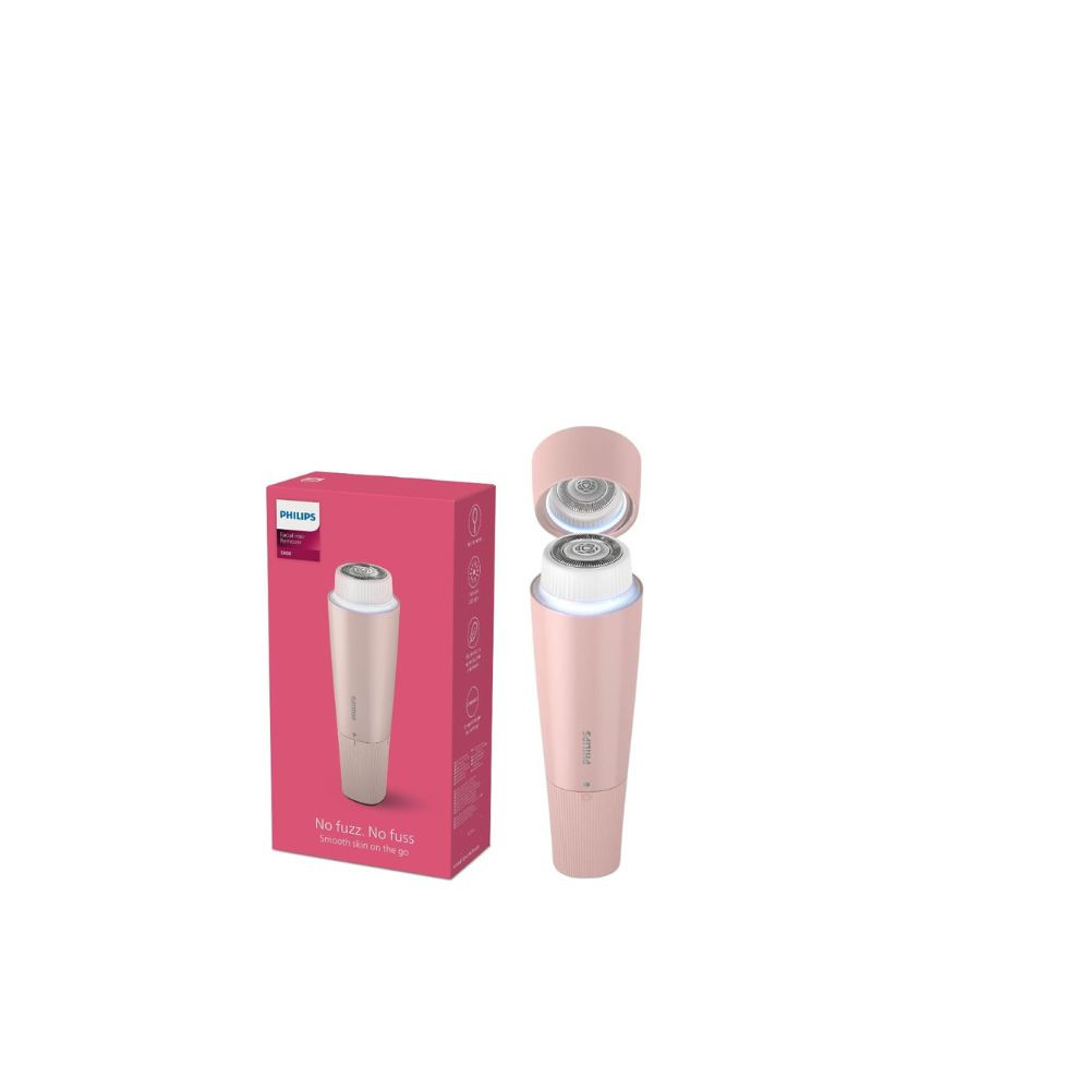 Philips 5000 Series Facial Hair Remover Smooth Skin on the Go for Upper Lip, Chin, Cheeks, Lychee Pink, BRR454/00 Lychee Pink