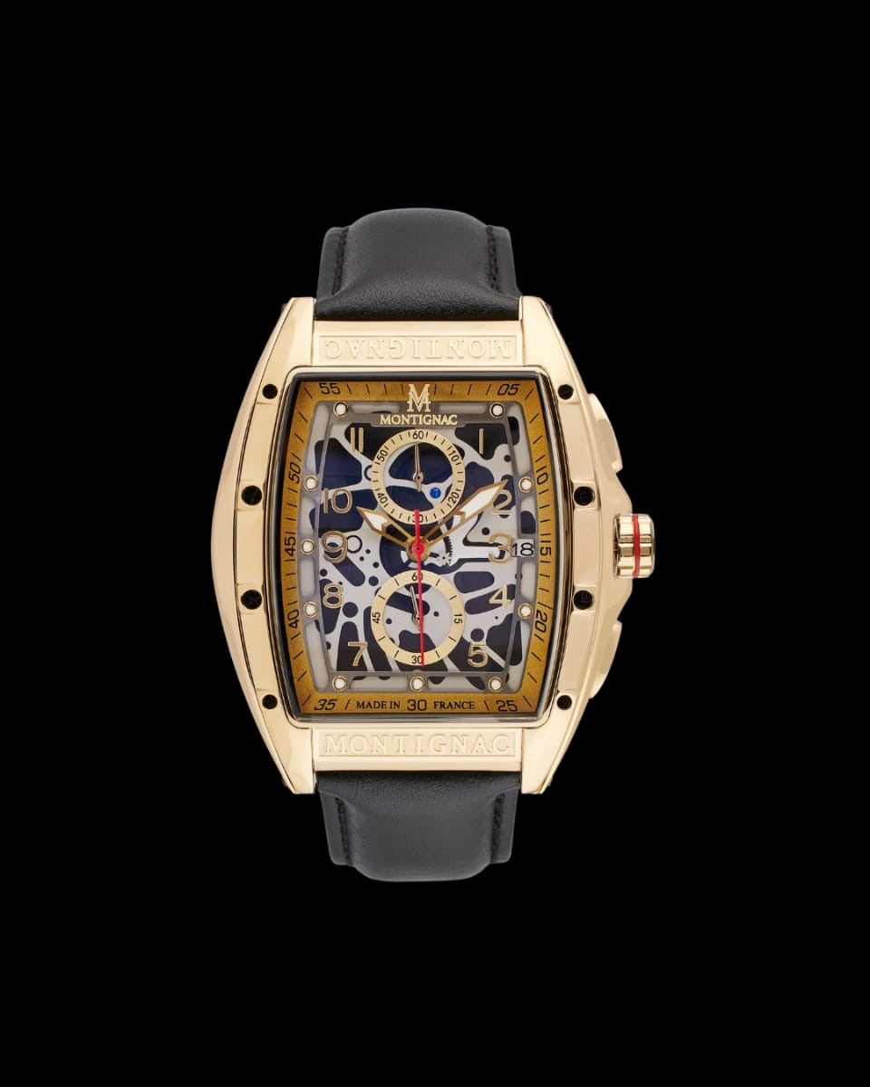 Montignac MOW902 Men’s Watch — Gold and Black Stainless Steel Quartz