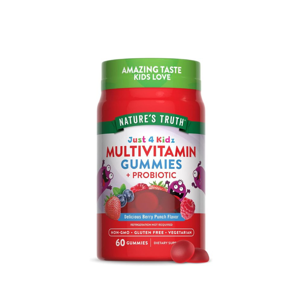 Nature’s Truth Just 4 Kidz Multivitamin Probiotic Gummies – Immune, Digestive & Growth Support – 60 Gummies