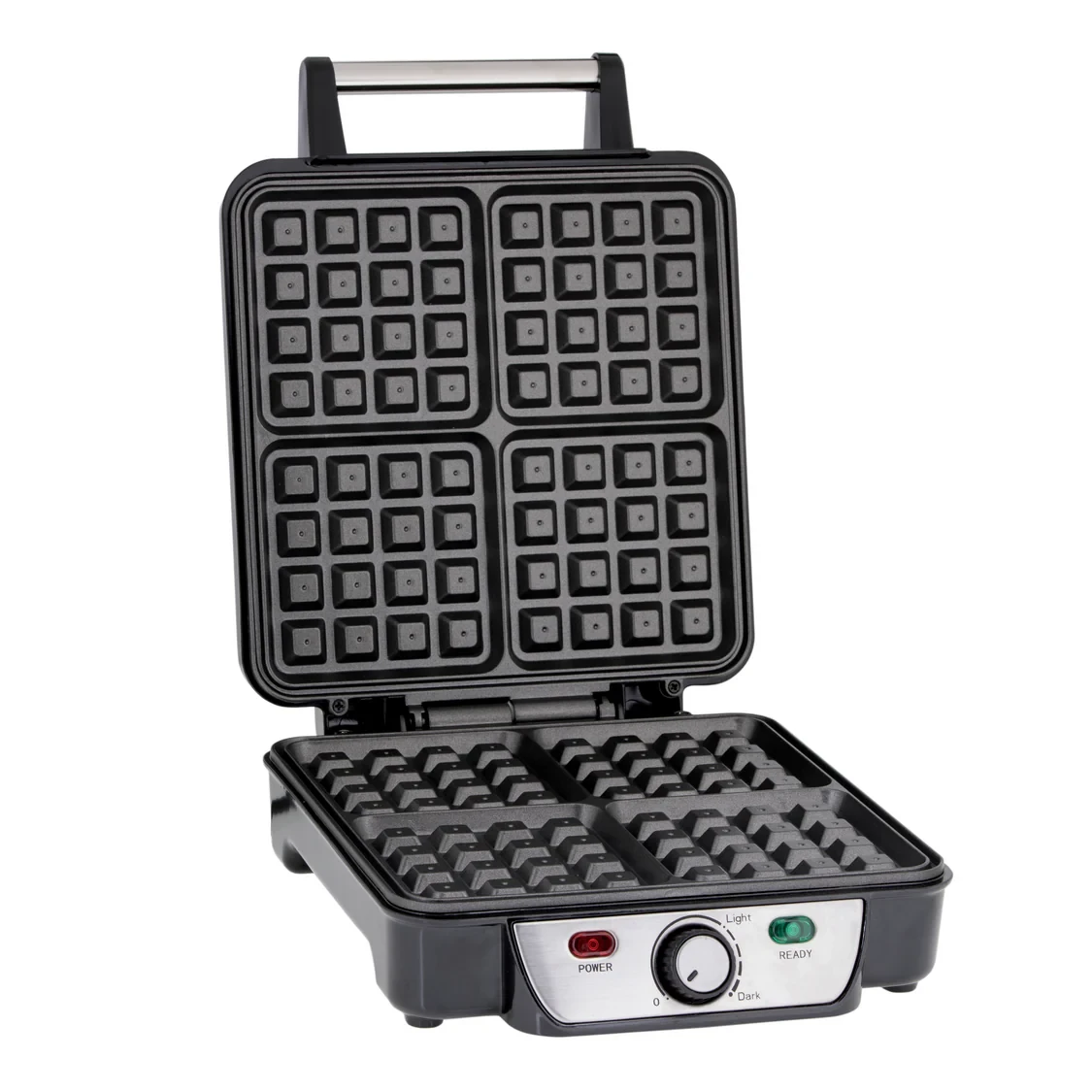 9. Kecas GWM5417 4-Slice Waffle Maker with 1100W Power, Adjustable Temperature Control, Non-Stick Cooking Plates, Cool-Touch Handle, and Indicator Lights.
