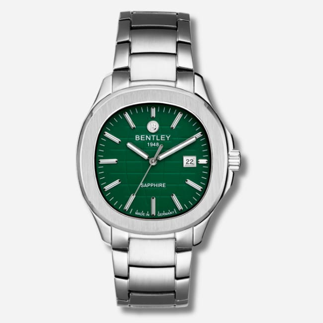 Bentley Men’s Stainless Steel Green Dial Watch – Luxury Quartz Timer