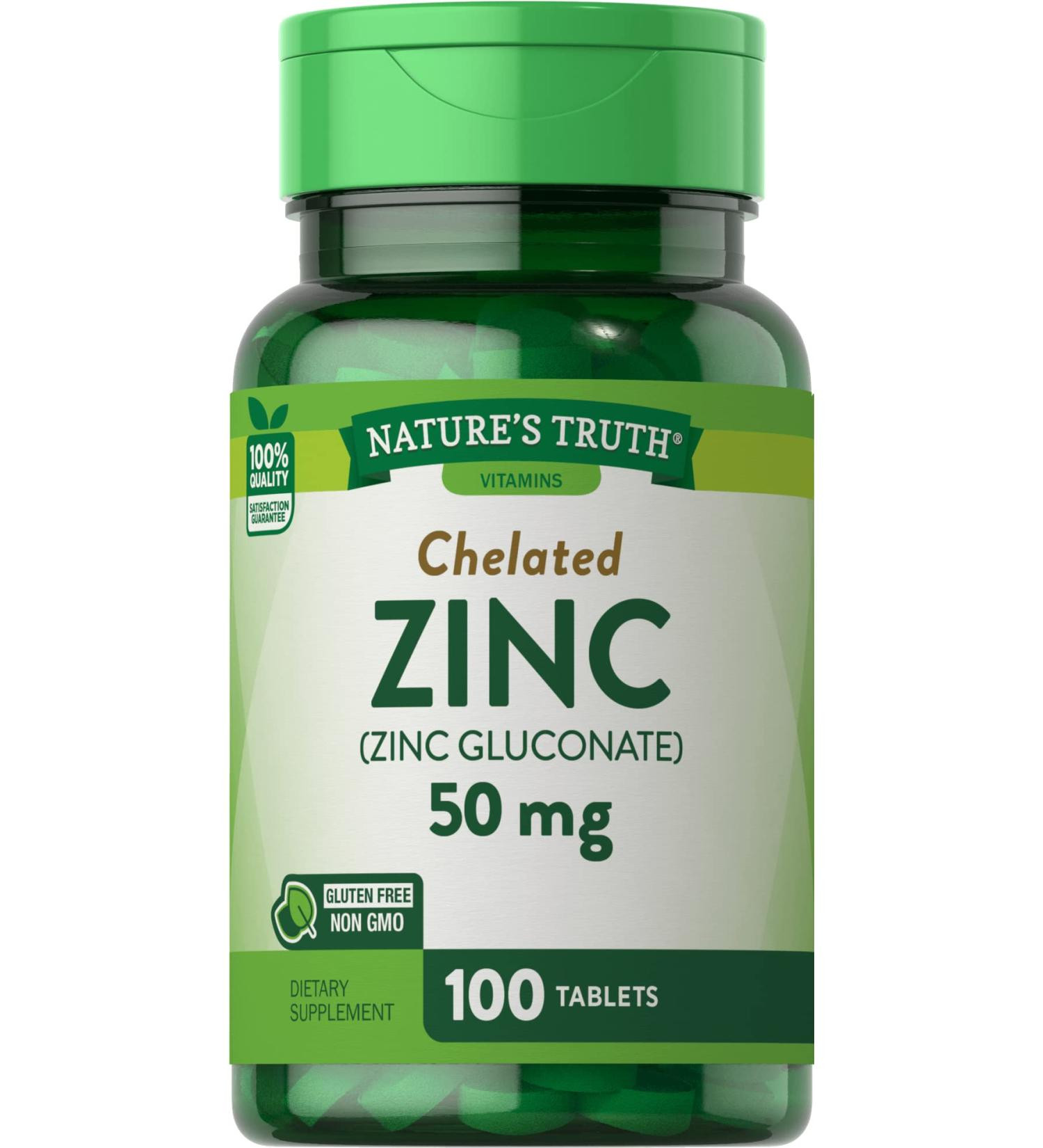 Nature’s Truth Chelated Zinc 50 mg Tablets  Essential Immune Support