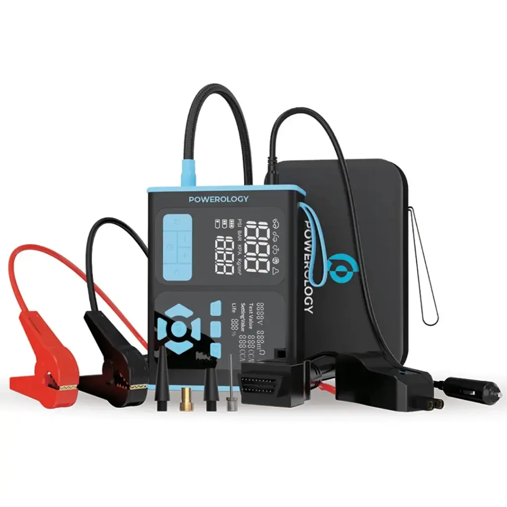 Powerology Jump Starter, Air Inflator & OBD II Car Fault Diagnosis Tool - BlackBlue