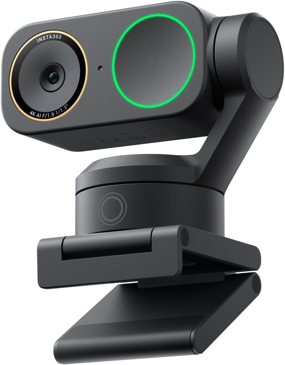 Insta360 Link 2 Pro AI 4K Webcam, 1/1.3” Sensor, Auto Framing, AI Noise Reduction, Multiple Audio Pickup Modes