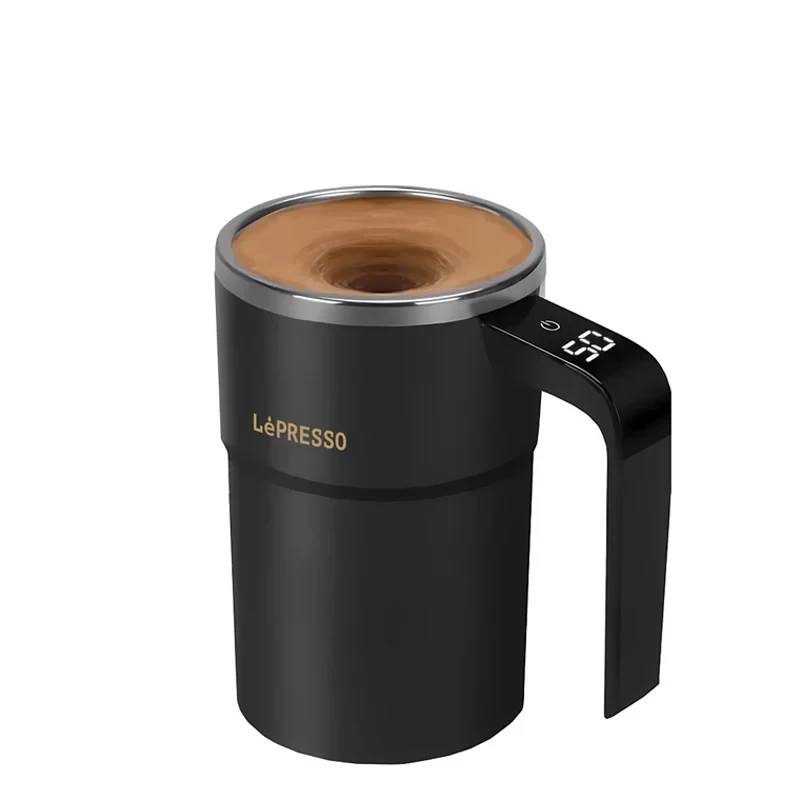LePresso StirMagic Auto Stirring Mug with Detachable Magnetic Rod, 20s Self-Stirring Mug, Stainless Steel, Rechargeable Magnetic mug, 380ml Capacity for All Beverages, Touch Control, USB-C Port