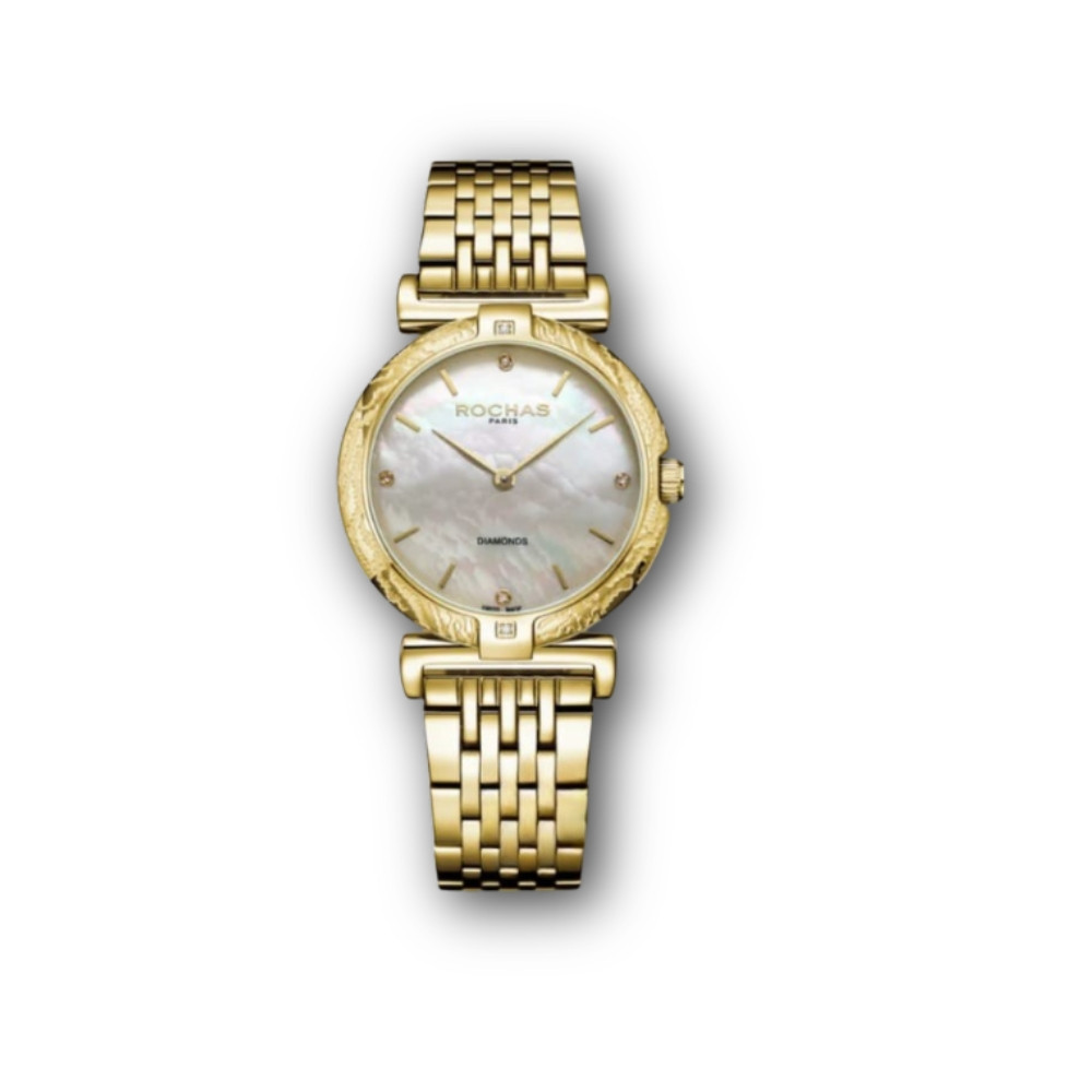 Rochas Round Dial Diamonds Women Premium Fashion Accessory Designer Women's Watch
