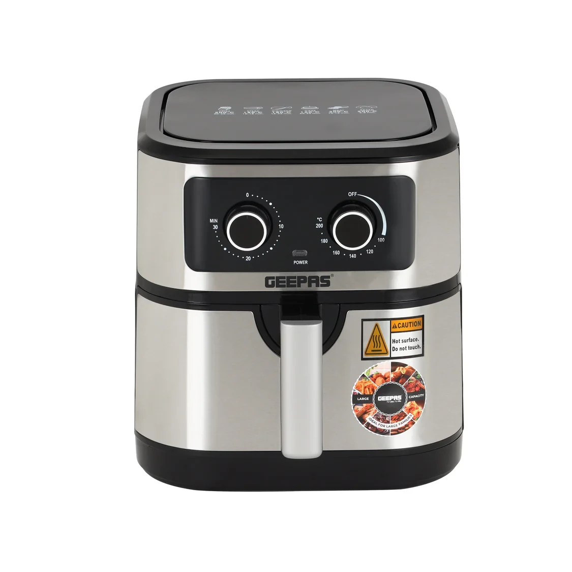 Geepas 7L Digital Air Fryer GAF37506 – offers 1800 watts of strong power, cooks food with no oil using VORTEX Fast Technology, has a 30-minute timer, and is great for cooking for a family.