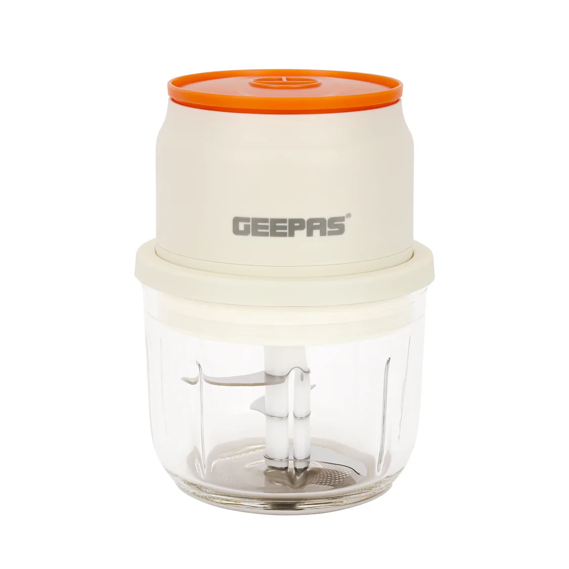 Geepas GMC42022N is a rechargeable mini chopper that features durable stainless steel blades and a hygienic glass bowl. It also comes with Type-C fast charging and has an easy one-press operation.