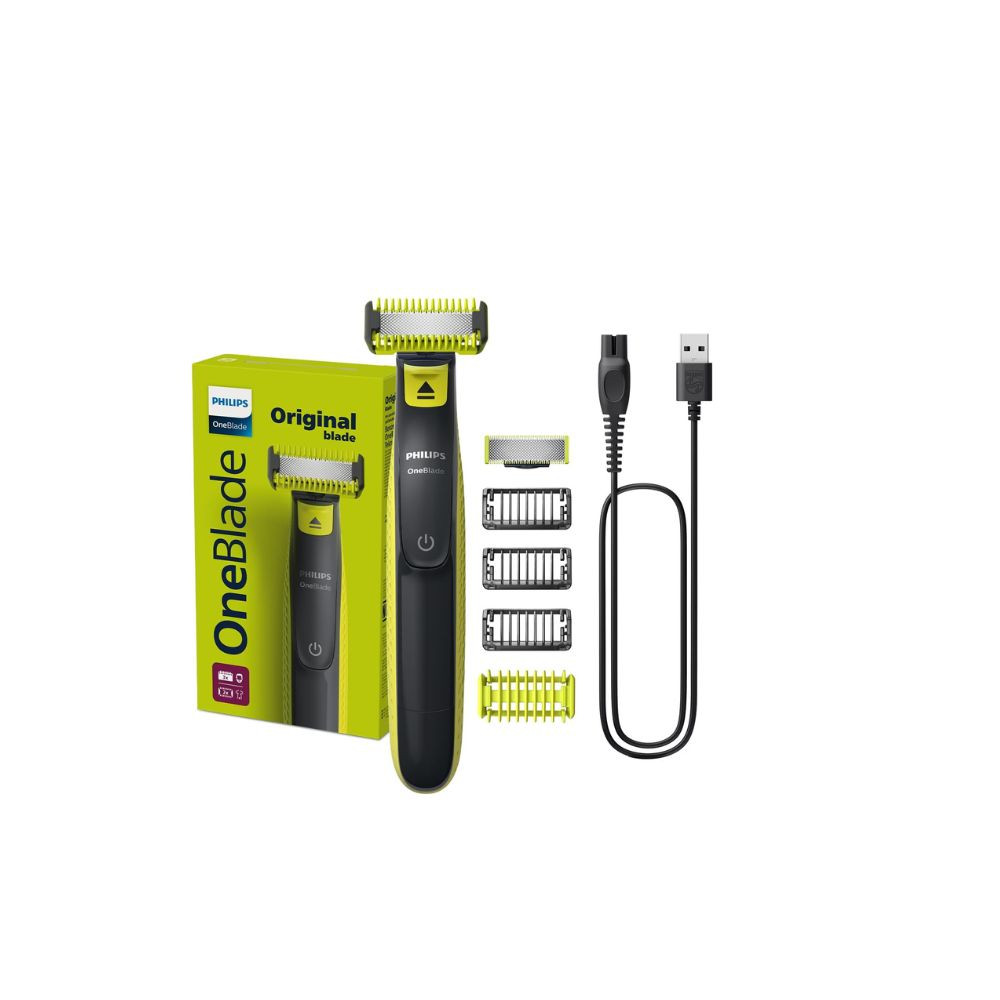 Philips OneBlade Face & Body QP2824,Dual-Sided Blade,Unique OneBlade Technology,45min Cordless,Waterproof,Electric Beard Trimmer & Shaver Lime Green,Charcoal Grey