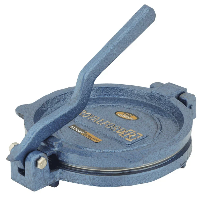 Royalford RF10407 Chapati Press 18.5 cm Heavy Cast Iron Body Durable Stainless Steel Plate Perfect for Roti, Poori & Tortilla Easy Grip HandleNon-Slip Base