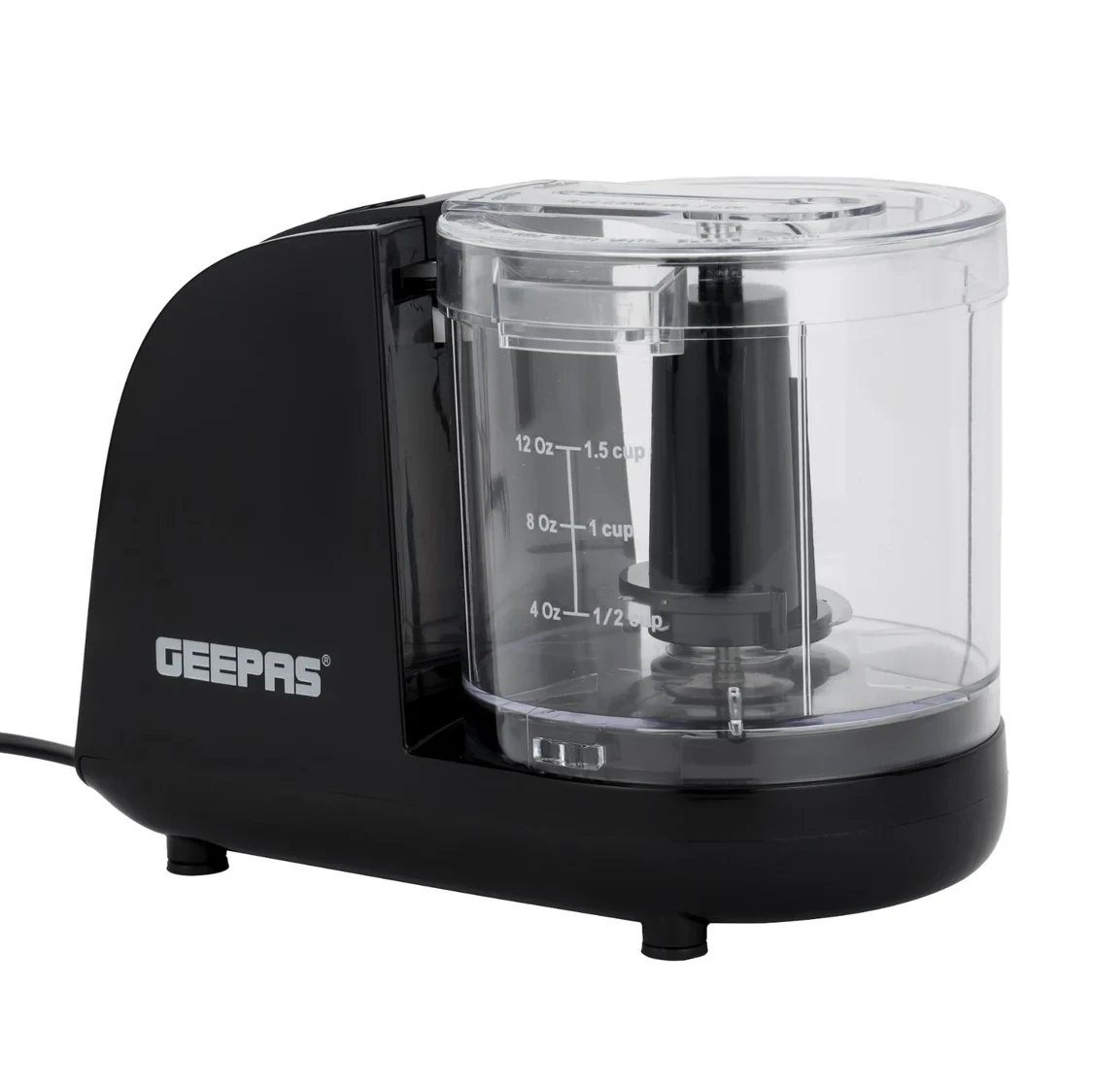 Geepas 350ml Multi Chopper GMC42028 is a 100W compact chopper that offers mincing, coarse, and fine settings. It is suitable for chopping vegetables, fruits, and meat. The chopper comes in a black col