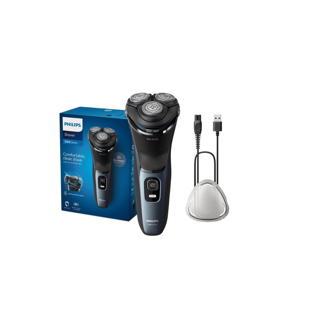 Philips Face & Head Shaver S3144/00 | Wet & Dry Use | Smooth, Comfortable Shave with SkinProtect Tech | 5D Pivot & Flex Heads, PowerCut Blades | 60 min Cordless Use | Pop-Up Trimmer