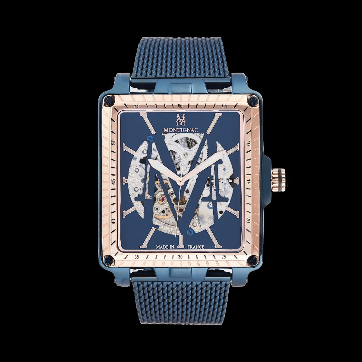 Montignac Automatic Square Men's Watch Blue 55x42mm Men Luxury Watch