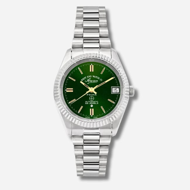 West End Womens Silver Tone Automatic Watch Green Dial