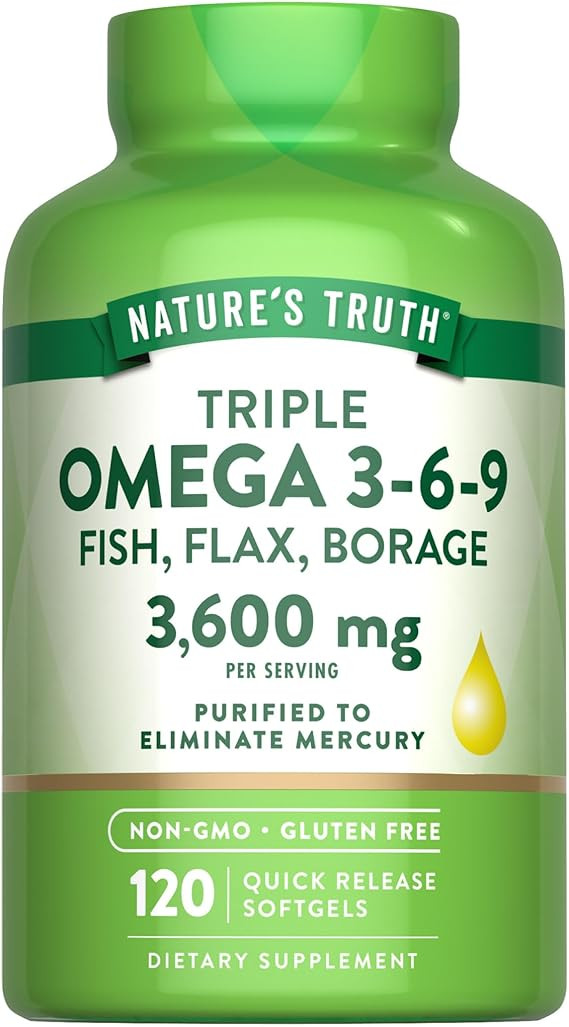 Nature’s Truth Omega 3-6-9 Triple Strength Softgels 3600 mg 120 Count