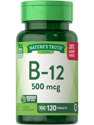 Nature’s verity Vitamin B- 12 500 mcg Energy & Metabolism Support 120 Capsules