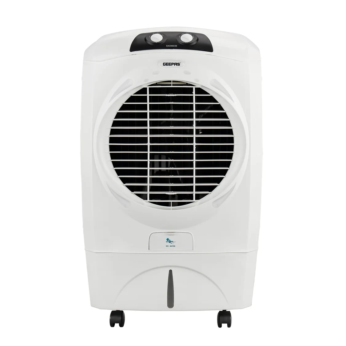 Geepas GAC9603 Air Cooler 45L Large Capacity with important Tailwind Effective Honeycomb Cooling Pads malleable Speed Water Level Indicator