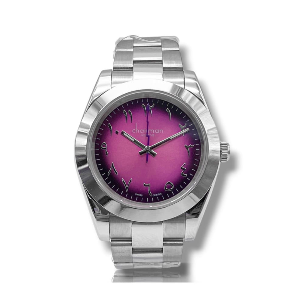 Chairman Geneve Special Edition Maroon Arabic Dial Stainless Steel Watch