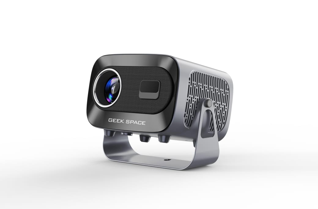 GEEK SPACE Android 11.0 Portable Projector, 12000 Lumens, Full HD 1080P, WiFi 6, BT 5.2, 360° Angle Adjustment