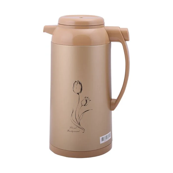 Geepas GVF27012 Vacuum Flask with a 1.3-liter capacity, featuring a double wall glass design that allows for easy refilling. It has a glass inner pot which helps keep drinks hot or cold for up to 24 h