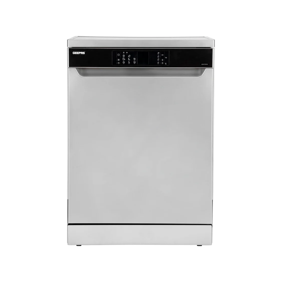 Geepas Free Standing Dishwasher GDW1354SV has 13 place settings and comes with 2 baskets. It features a stainless steel tub and offers 5 different wash programs. There's a delay timer and an LED displ
