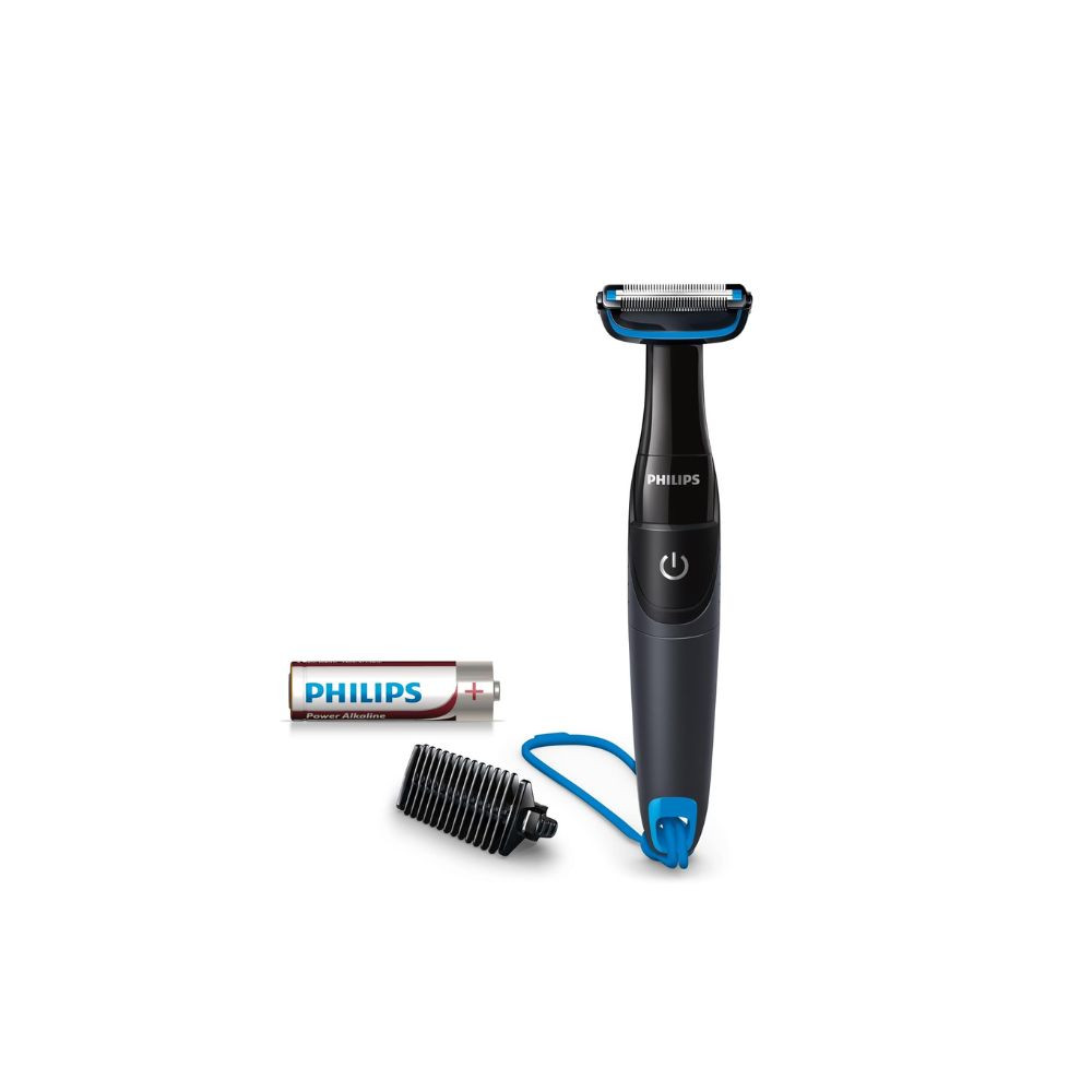 Philips Bodygroom BG1024/16,Showerproof Groin & Body Trimmer,Bidirectional Trimmer, Skin Protection System,AA Battery Included Black/Blue