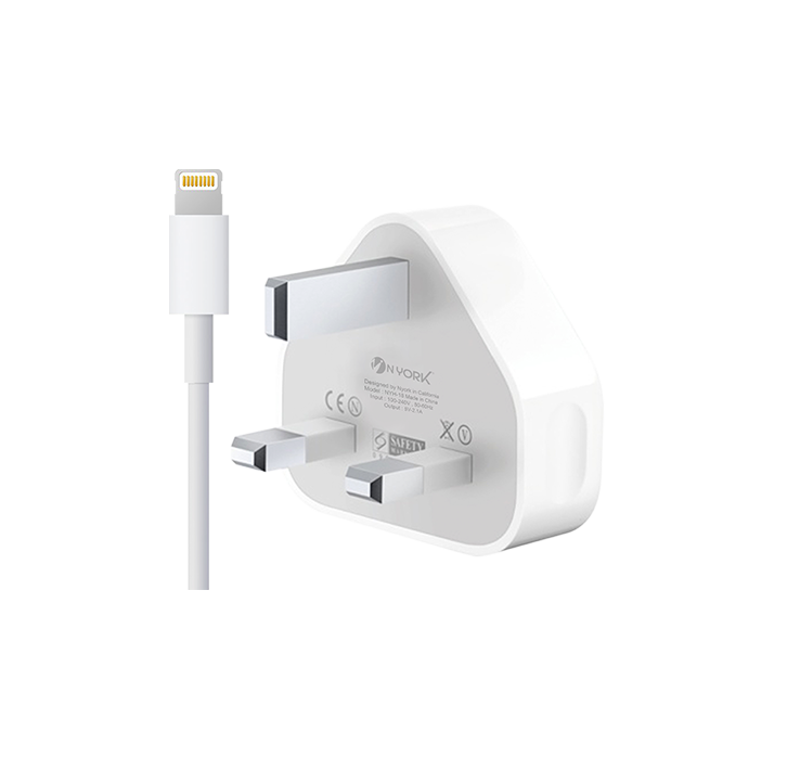 Nyork NYH-18 Lightning Travel Charger | Fast Charging Wall Adapter for iPhone & iPad, White