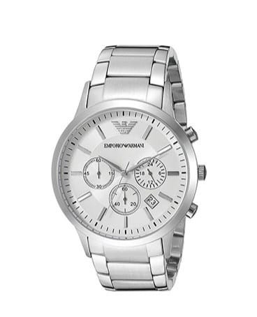 Emporio Armani Mens Quartz Stainless Steel Cream Dial Watch 43mm