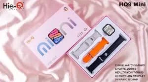 HIE- Q HQ9 MINI Smart Watch Super AMOLED Display Heart Rate Monitoring Bluetooth Calling Sports Guide Alarm Clock 4 dyads of Bands