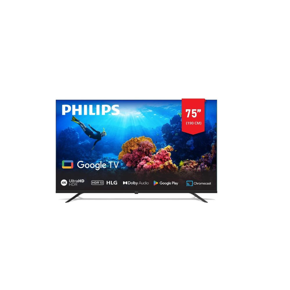 Philips 75 Inch 4K Ultra HD Smart Google TV with Hands-Free Voice Control Dolby Vision Atmos HDR10 with built-in Google Assistant (2024 Model) 75PUT7129/56 Black 75PUT7129/56 Black