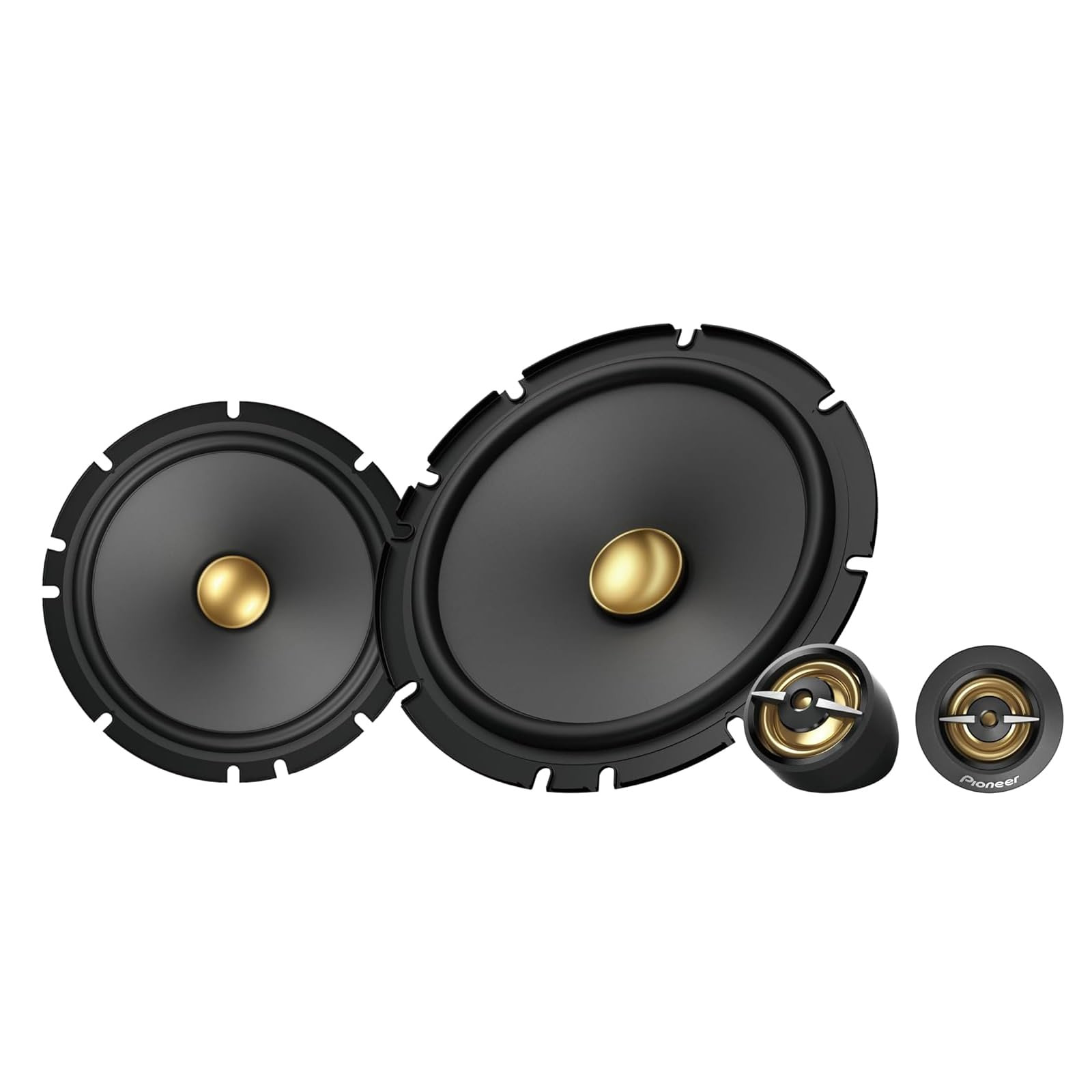 Pioneer TS-A1601C 6.5 2-Way Component Speaker Set of 2 Speakers (350W Max, 80W Sine Each), Powerful Sound, High Efficiency, 48mm Installation Depth, 144mm Installation Cutout, Grid