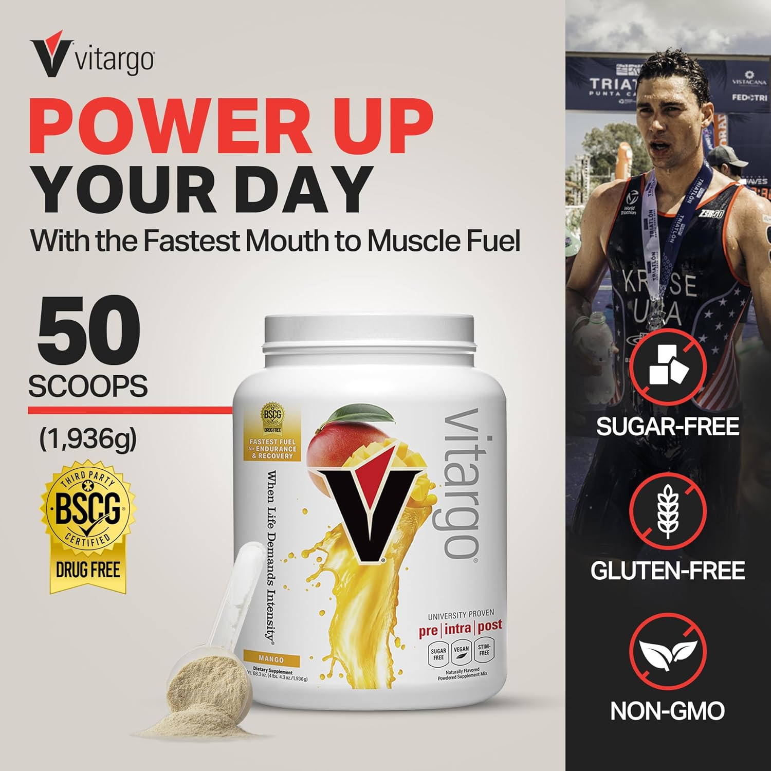 Vitargo Carbohydrate Powder, Mango Flavor, 4 lb | Feed Muscle Glycogen 2x Faster | Pre-Workout & Post-Workout Carb Supplement for Recovery, Endurance, and Muscle Gain