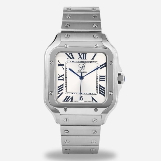 Louis Cardin Square Shape Roman White Dial Mens Quartz Watch