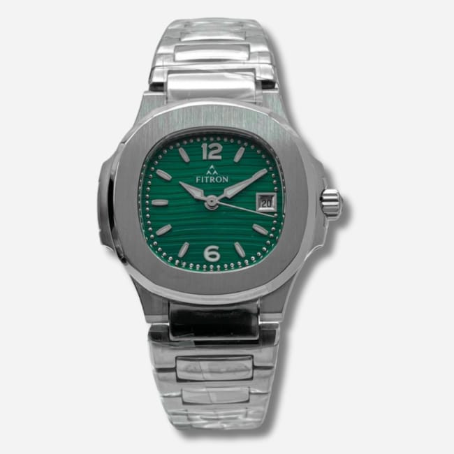 Fitron Ladies Quartz Watch Green Dial Stainless Steel