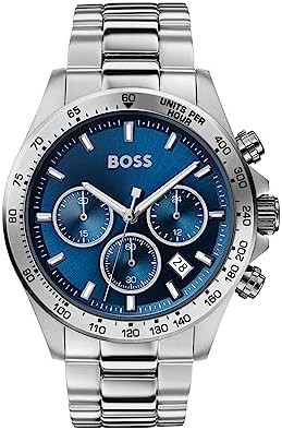 BOSS HERO Mens Chronograph Watch Blue, 43mm