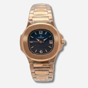 Fitron Rose Gold Blue Dial Women’s Watch Stainless Steel