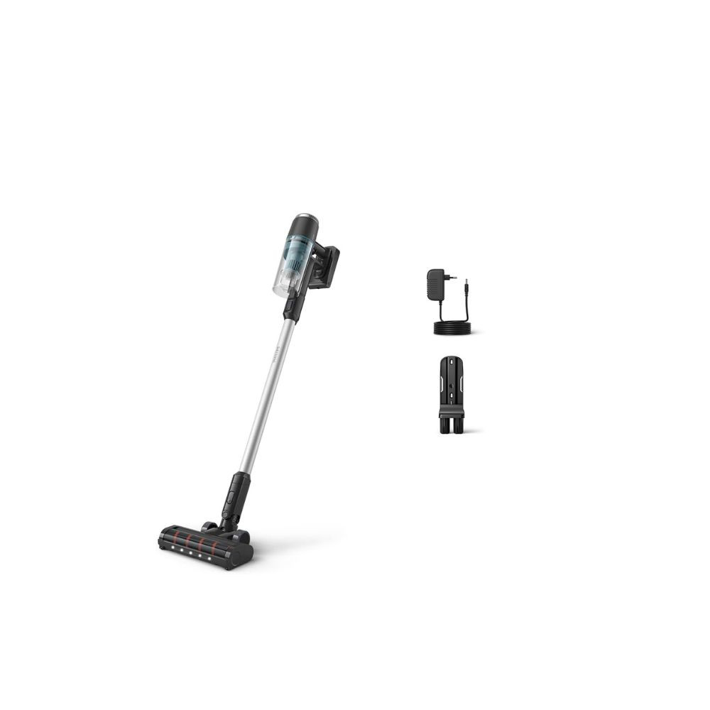 Philips Cordless Vacuum 3000 Series - Up to 60 mins Runtime, LED Nozzle, Handheld Vacuum, PowerCyclone 8, Digital Motor, Misty dawn 200 W XC3031/61 Black