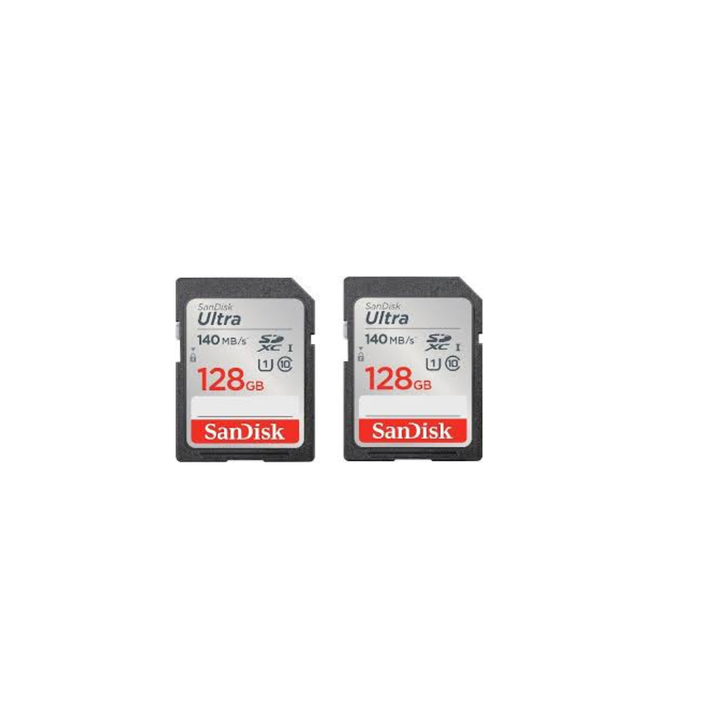 SanDisk 128GB Ultra UHS I SD Card 140MB/s For DSLR And Mirrorless Cameras, SDSDUNB-128G-GN6IN (Pack Of 2)