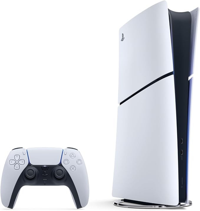 Sony PlayStation 5 Slim Digital Edition console from 2023, featuring an 825GB solid-state drive, international version, and capable of 4K gaming.