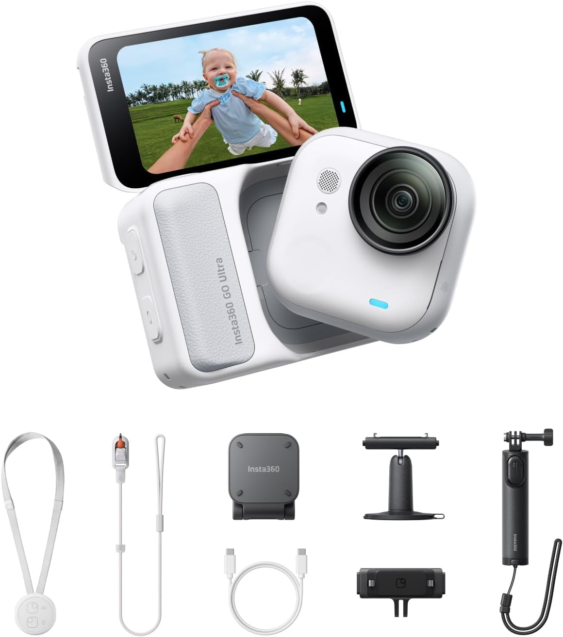 Insta360 GO Ultra Creator Bundle Arctic White - Tiny 4K Cam, Lightweight & Portable, Low Light Excellence