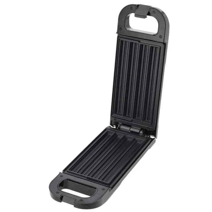 Geepas GCM36540 Churros Maker with 750W power, non-stick plates for easy cleaning, thermostat-controlled temperature, and power and ready indicator lights.