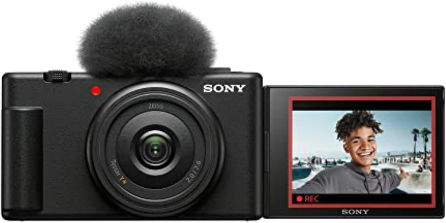 Sony ZV1F/B Vlog Camera for Content Creators and Vloggers Large 1 inch Sensor with Wide Angle 20mm Lens, Black
