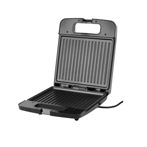Geepas 4-Slice Stainless Steel Grill Maker GGT671, a family-sized electric grill featuring non-stick plates, adjustable temperature control, easy cleaning, and durable construction.